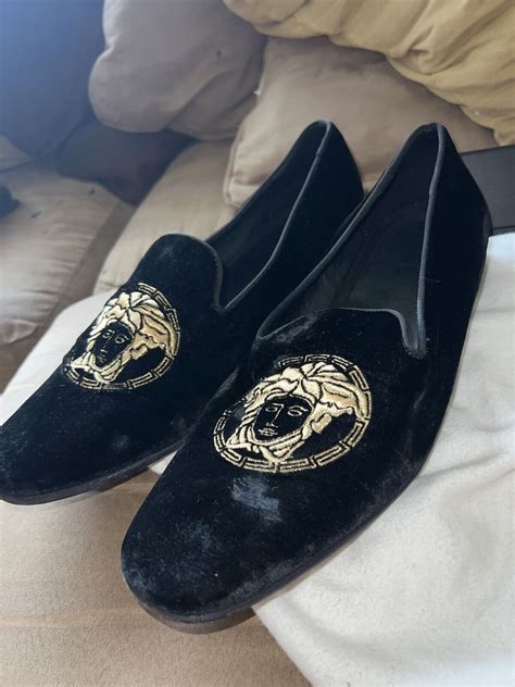 Versace medusa velvet loafers